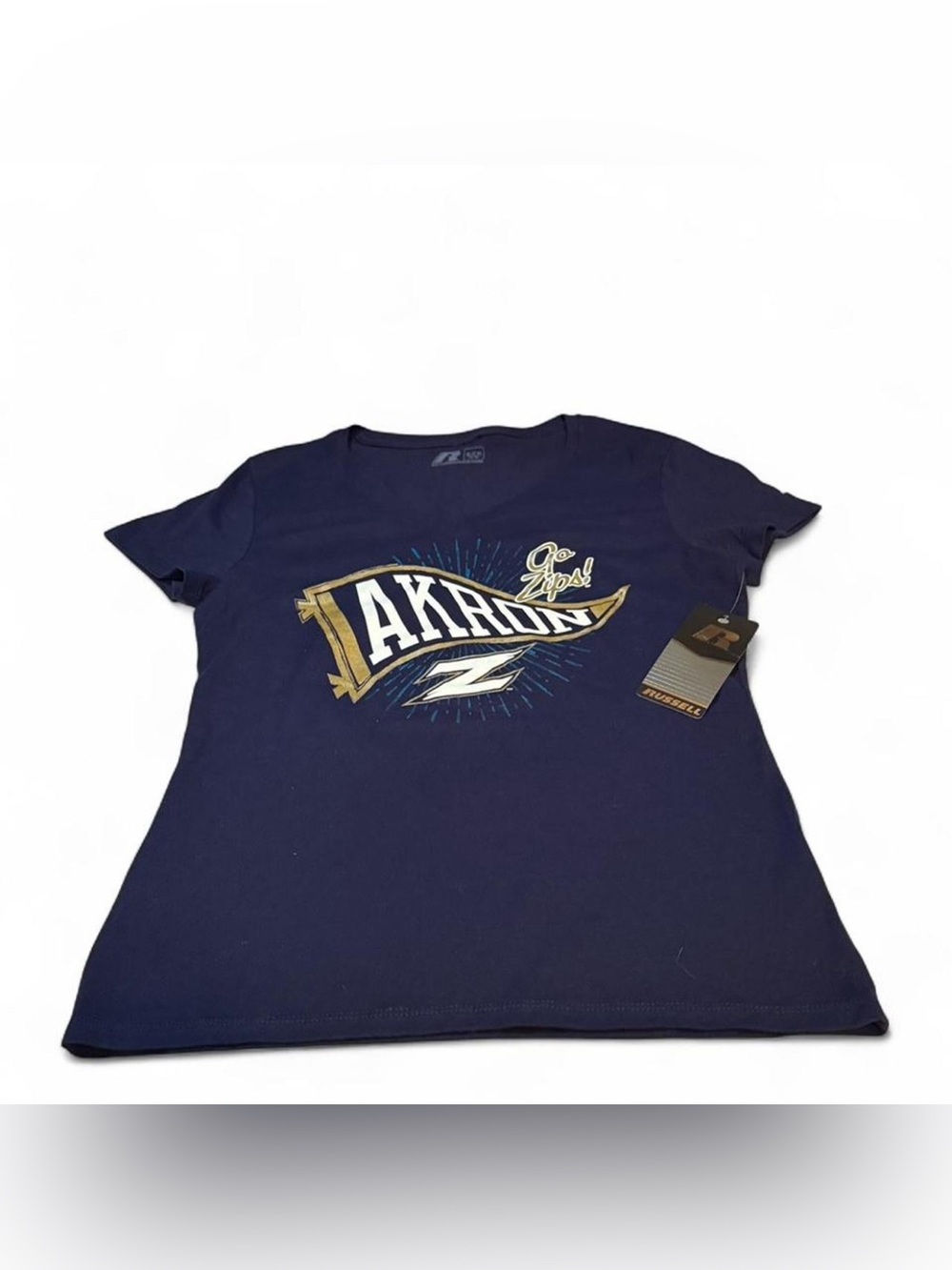 Brand new with tags Russell Athletic Akron University Navy Blue Graphic Tee